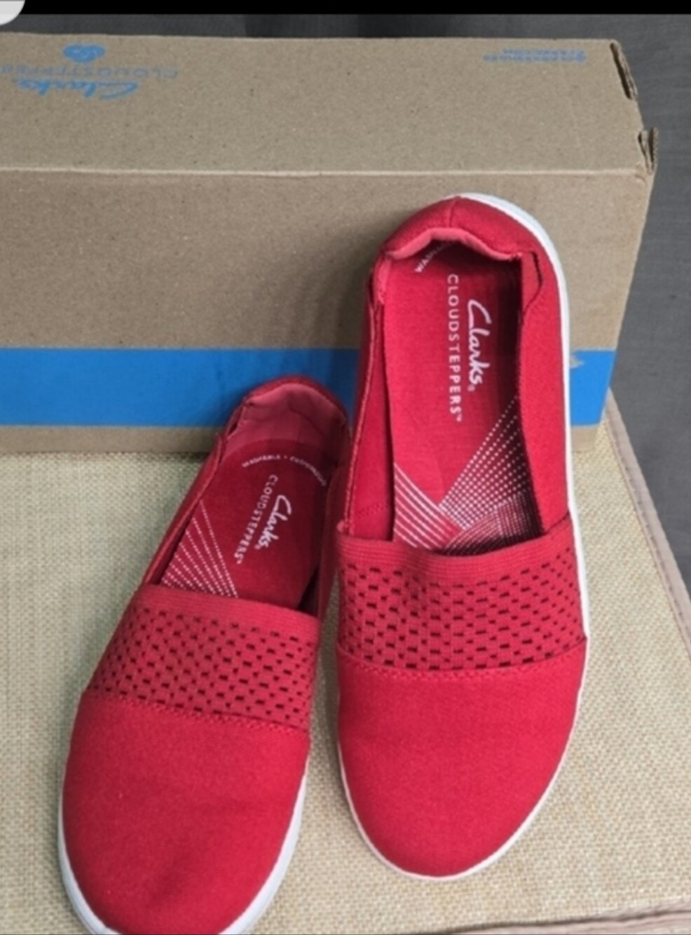 Clarks Red Flats with Breathable Design